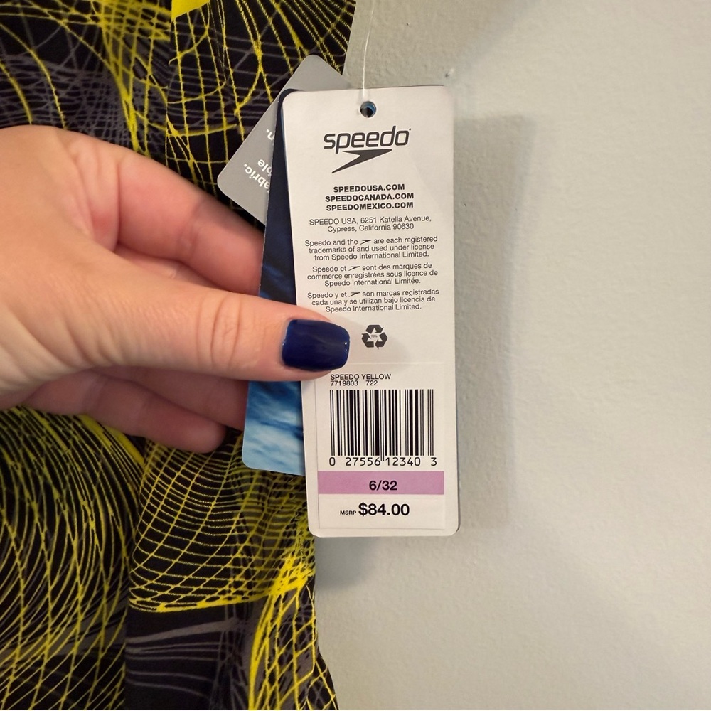 Speedo Black and Yellow Women's Endurance One Piece Swimsuit - Picture 3 of 7
